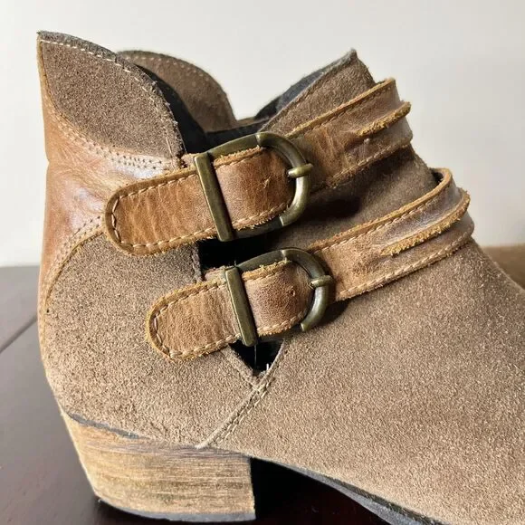 Steve Madden Raskal Suede Leather Ankle Booties Sz 8M Brown Cognac Western - Picture 5 of 11